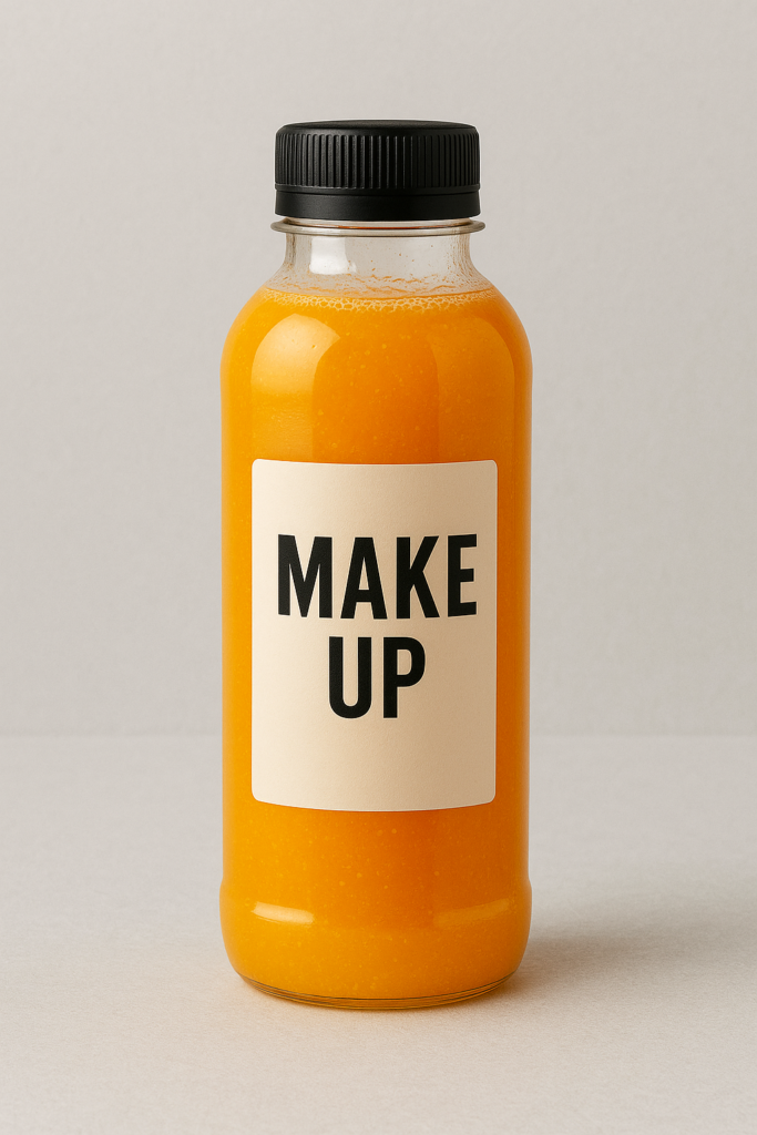 Bouteille de jus de fruit utilisé pour du maquillage pour les cosmétiques!