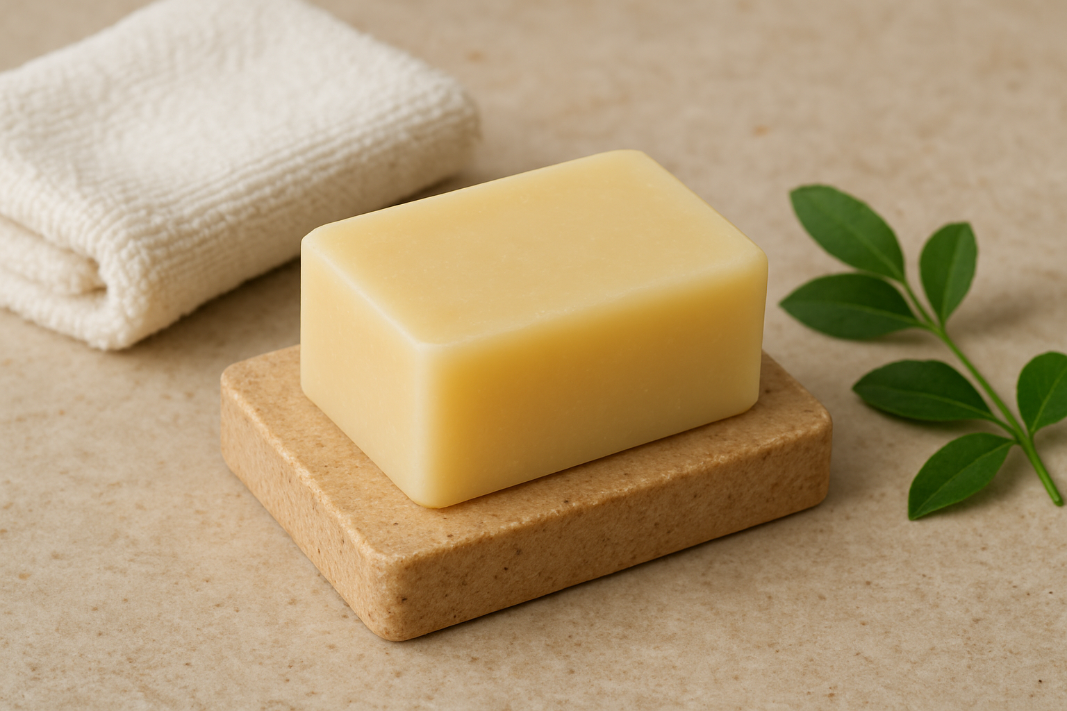 Savon solide sur un support
